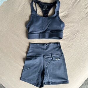 AYBL dark blue matching sports bra and shorts set
